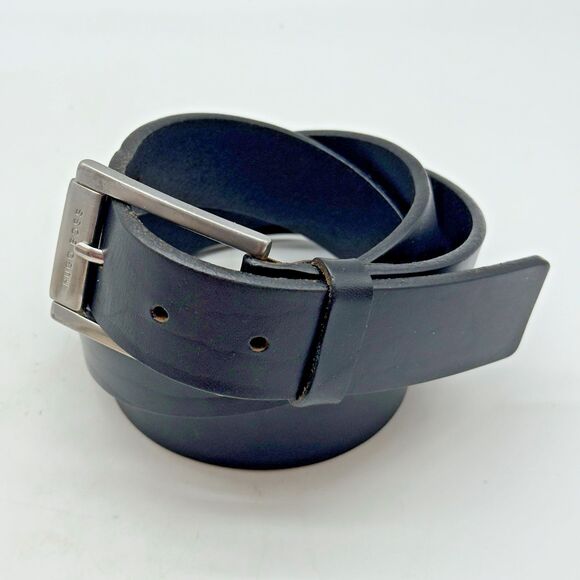 Hugo Boss Other - Hugo Boss Black Cow Leather Belt Men's 38 Engraved HB Silver Tone Buckle 5128